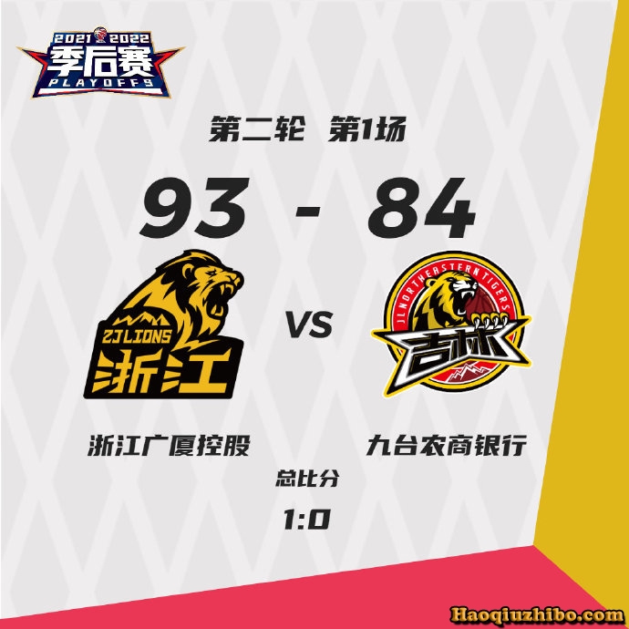 04月08日 CBA季后赛1/4决赛G1 广厦vs吉林 全场录像