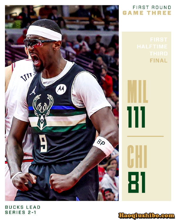 04月23日 NBA季后赛首轮G3 雄鹿vs公牛 全场录像