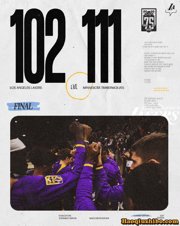 10月29日 NBA常规赛 湖人vs森林狼 全场录像