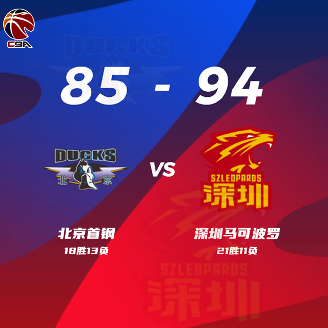 CBA常规赛:深圳94-85北京 沈梓捷20分 范子铭24+9