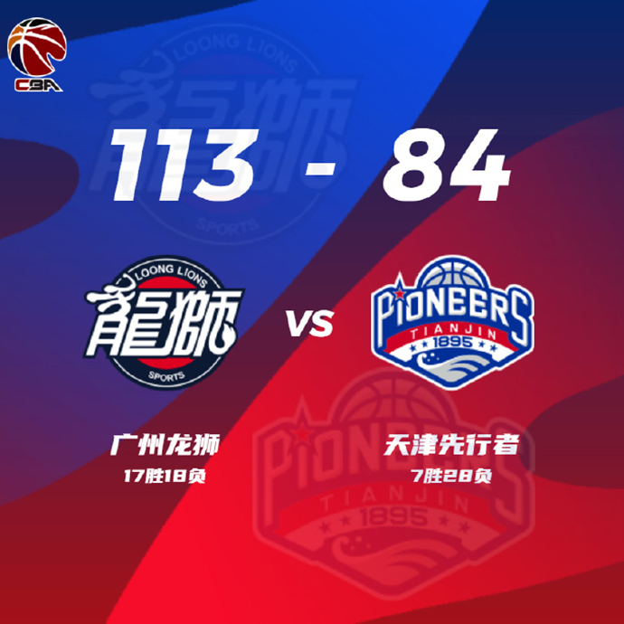 CBA战况:广州113-84天津 李炎哲18+5 祝铭震15分 李荣培25+10+9