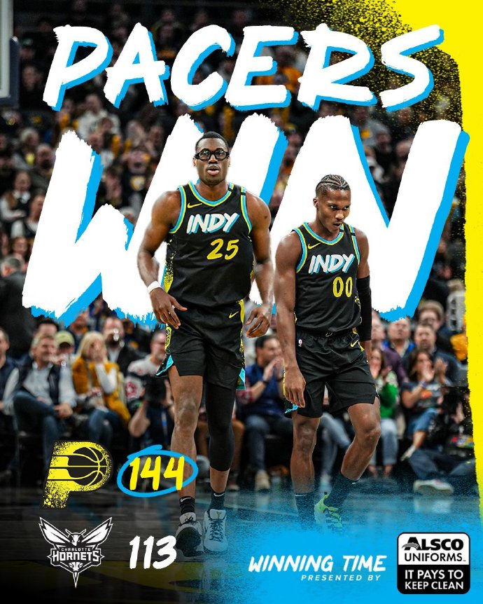 NBA录像回顾战况:步行者144-113黄蜂 希尔德25分 罗齐尔25+9+7